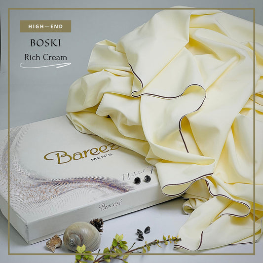 Breeze Men Microfiber Boski - Rich Cream Unstitched Suit